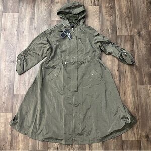 Guess Any Weather Garment Hooded Midi-Length Parka Coat Women’s Sz M Green